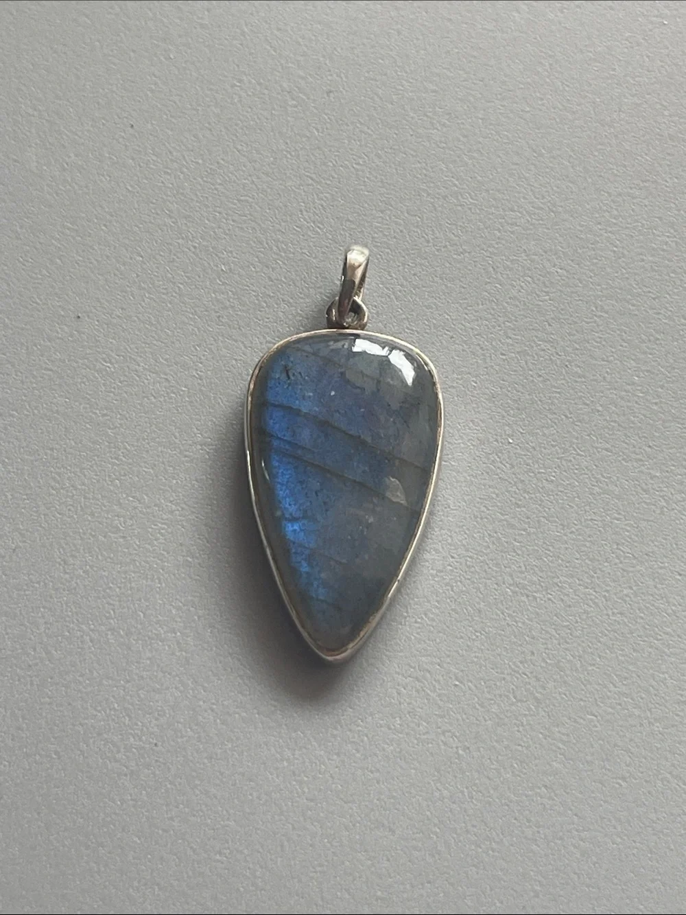 Sterling Silver Labradorite Teardrop Pendant in Blue